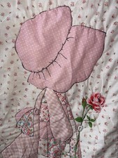 Vintage Holly Hobbie Pink Ditzy Polka Dot Bedspread Ruffled Twin Size 70s 80s