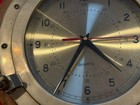 Brass porthole clock on oak frame  battery-operated heavy incl second sweep hand — photo 3