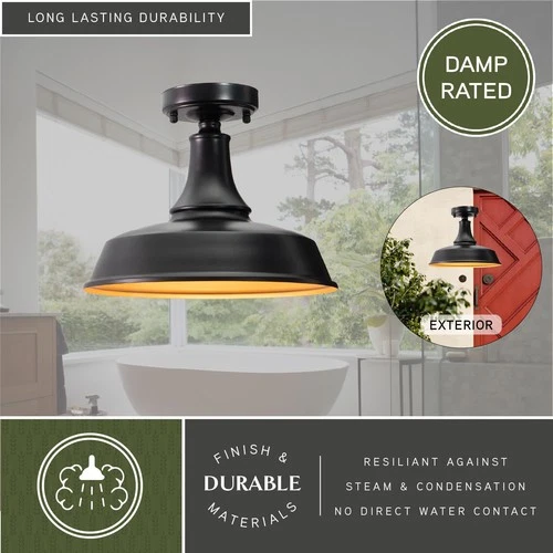 Vaxcel Lighting T0570 Dorado 1 Light 12"W Semi-Flush Dome Ceiling - Dark Bronze - Picture 7 of 10