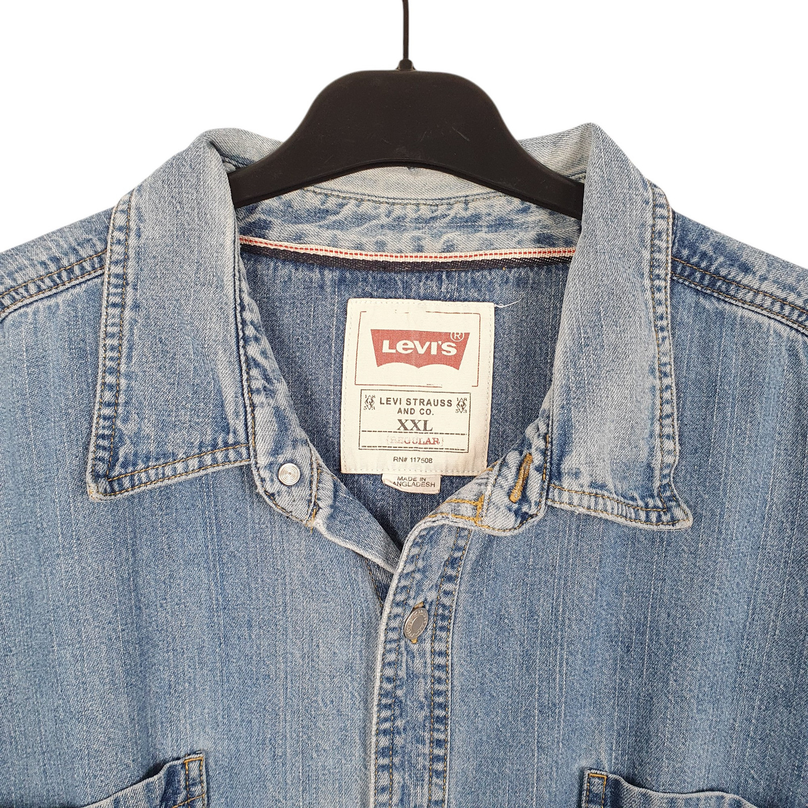 LEVIS Blue Shirt Overshirt Shacket Long Sleeve Casual Cotton Mens XL image 2