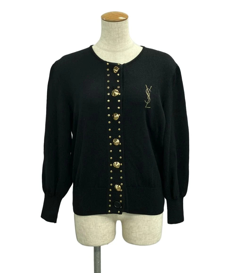 Cardigan donna Yves Saint Laurent bottoni oro manica lunga taglia M danneggiato 613e2