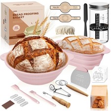 MQFORU 30Pcs Sourdough Starter Kit Silicone Bread Proofing Basket Pink 28cm