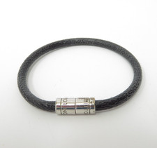Authentic Louis Vuitton Damier Graphite Keep It Leather Bracelet 44203