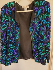 VINTAGE Laurence Kazar SEQUINED JACKET XL- pre-owned