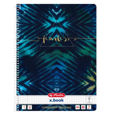 Herlitz Spiral Pad A4 80 Sheets Line Style 28 New Batik Fearless Pack of 1 White