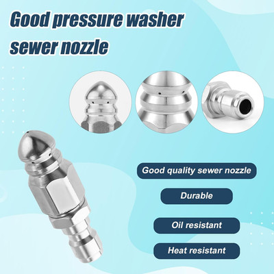 8pcs Sewer Jetter Nozzle Kit with 1/4'' NPT Quick Connectors & Tape, Stainless...