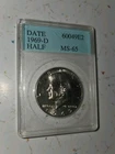 1969-D Kennedy Half Dollar MS65 Accugrade Vintage Holder Coin 40% Silver