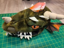 Green Dragon Costume Head 15 Adult Size Adjustable Cloth Mask / Hat, Jawesome