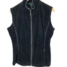 NICE WOOLRICH Tapered Zip Front Wide Design Black Corduroy Sleeveless Vest M