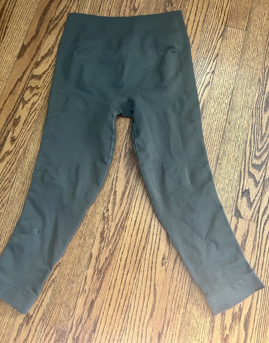 Lululemon Zone  In Legging Womens 8 Army Green Gym Yoga Knit Seamless View 3