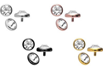 PIERCINGLINE  Universal Piercing Titan Dermal Anchor Aufsatz DISC + KRISTALL