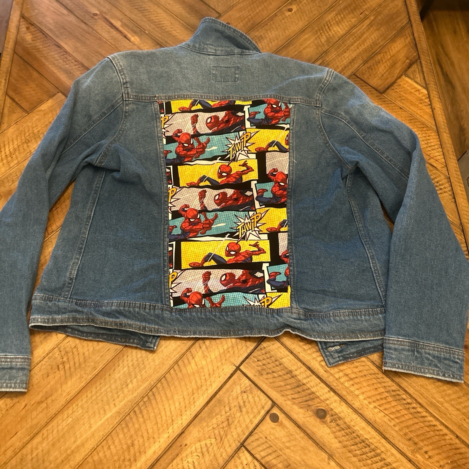 Ladies denim medium unique, Patchwork, Spider-Man… - image 6