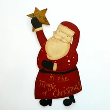 Lang August Moon Christmas Santa  Believe  Metal Wall Door Hanging 20 inch 2003