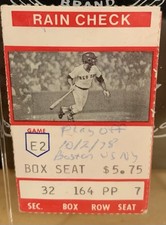 Very Rare Oct.2, 1978 Red Sox-Yankees Playoff Bucky Dent HR Game Ticket Stub
