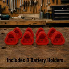 Fits Milwaukee M12 Battery Wall Mount Holder Red 8 Organizers