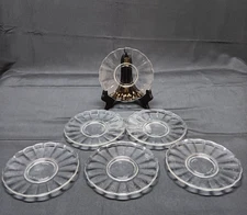 Set Of 6 Clear Glass Duralex France Scallop Saucer Plates