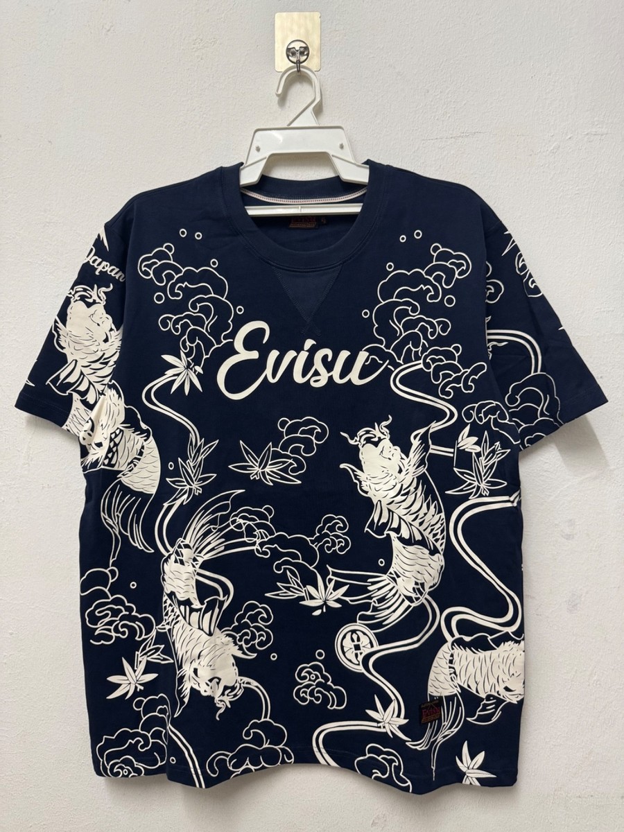 EVISU OSAKA JAPAN KOI OVERPRINT T SHIRT CREWNECK ART SIZE XL | eBay