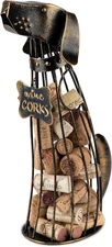 Dog Wine Cork Holder Decorative in Metal with Bronze Finish, Corks Display Holde