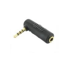 3.5mm Female to 3.5mm Male TRRS (4 Pole) Right Angle Gold Stereo Adapter