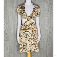 Nwt rue21 brown swirl body con dress with cut outs summer small