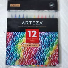 Arteza Real Brush Pens, 12 Paint Markers with Flexible Brush Tips, Professional