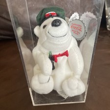1998 Collectible Coca-Cola Bean Bag Plush Polar Bear in Driver  s Cap Style 0140