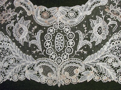 antique 19th century large Point de Gaze lace collar Brussels | eBay