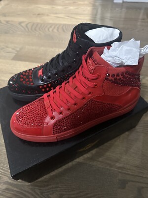 Ferrari Massari HighTop The razr soldier Black/Red Studded Sneakers Men’s 12 Ferrari Massari Mens Leather Shoes razr soldier (red/Black  main image 2