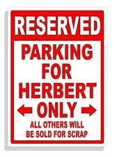 Personalized Parking Sign Wall Decal Metal Sign No Parking Customized HERBERT