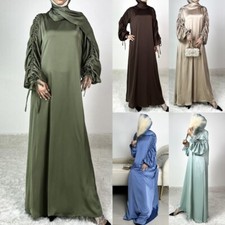 Fashion Dress Women Arab Burqa Drawstring Long Sleeve Loose Abaya Party Robe