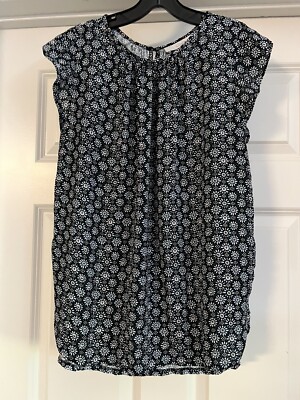 LOFT Bohemian Floral Flutter Sleeve Size M Pullover Contrast Fabrics Back/Front