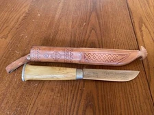 Vtg J Marttiini Rovaniemi Lapinleuku Handmade Knife w Sheath Finland Collectible