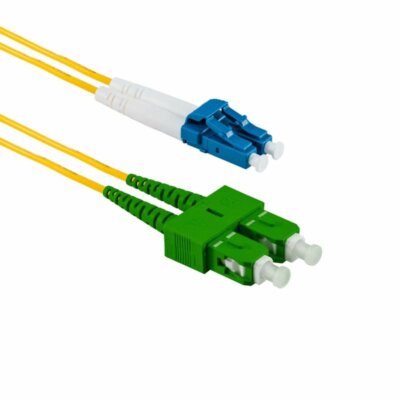 15 PACK LOT 1m LC(UPC)-SC(APC) Duplex 9/125 OS2 Singlemode Fiber Yellow OFNR 3FT