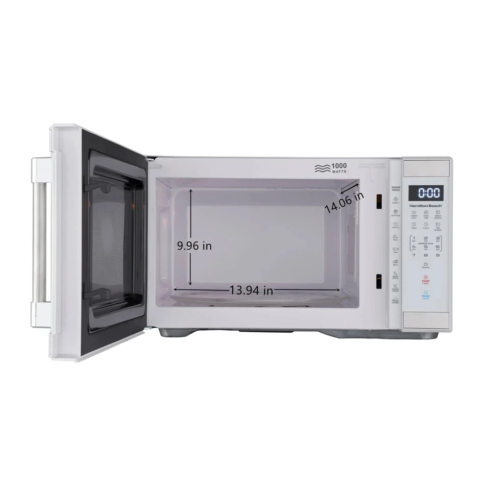 Horno microondas clásico de acero inoxidable con encimera de 1,1 pies cúbicos, 1.000 vatios, blanco Foto 3 de 4