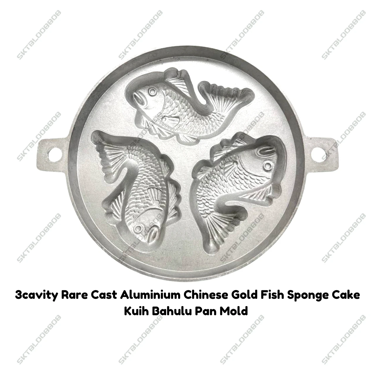 3 cavity Rare Cast Aluminium Chinese Gold Fish Sponge Cake Kuih Bahulu Pan Mold