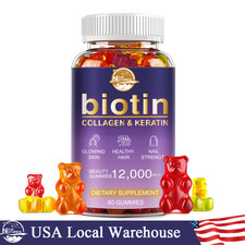 Biotin Collagen Vitamin Gummies for Hair Skin Nails, Premium Collagen Supplement