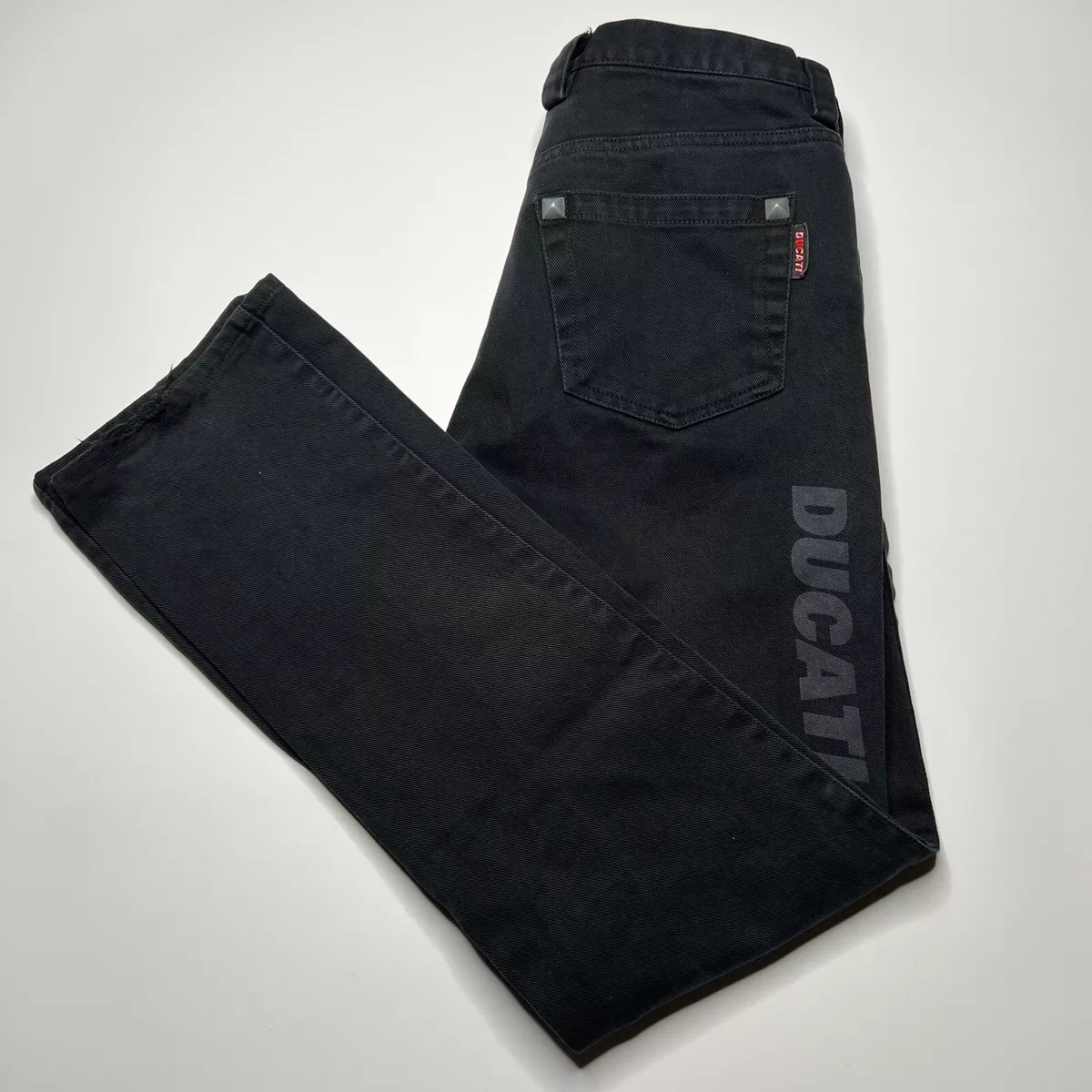 Puma Ducati Jeans Mens Size fits 30x32 Black Studded Spellout Biker Pants | eBay