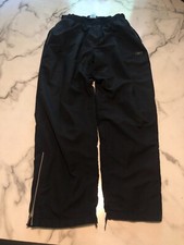 Reebok Track Pants Women's Black Polyester Flat Front Elastic Waist Ankle Zipper