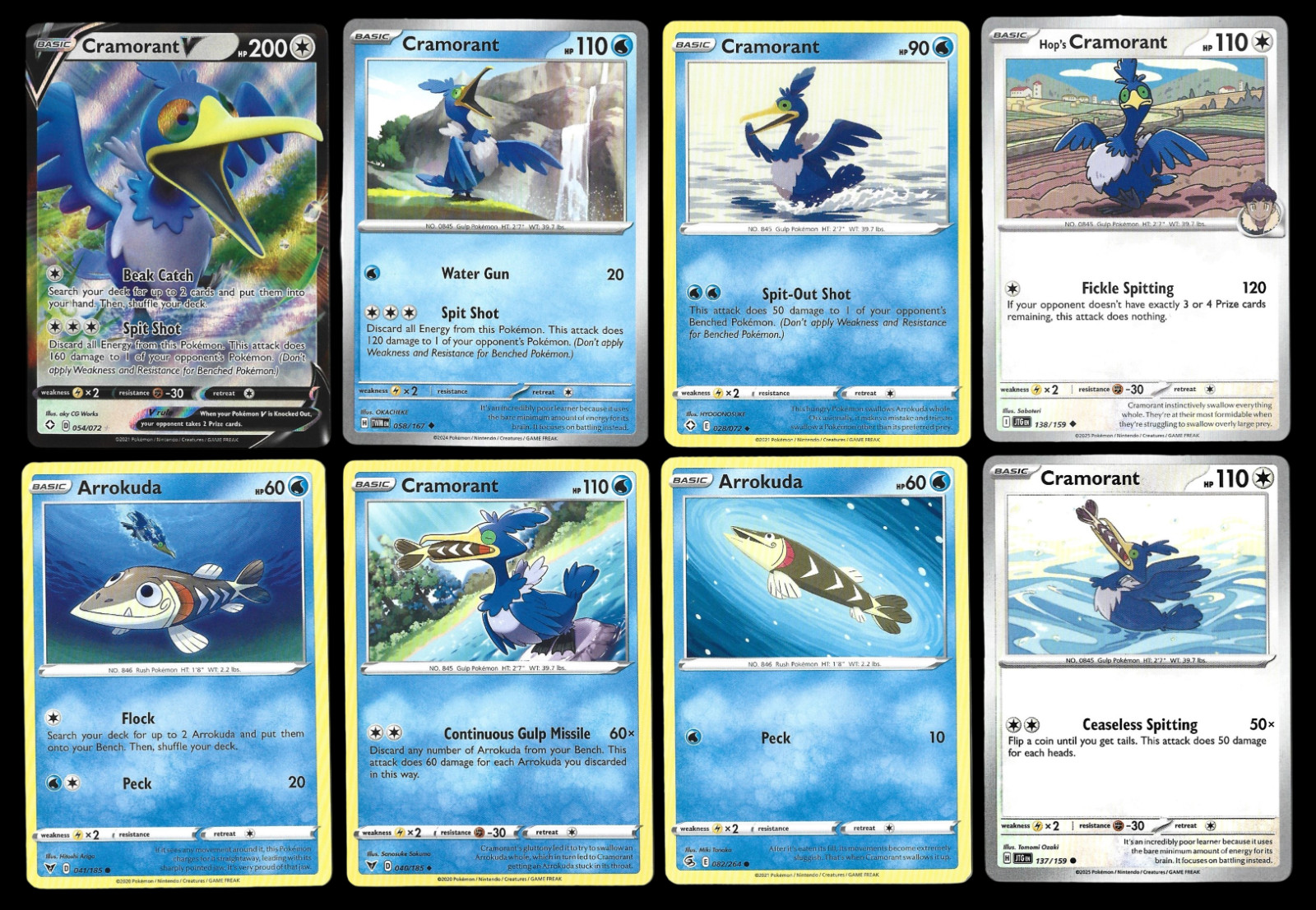 Cramorant V Arrokuda Set of 8 Card Collection Holo Ultra Rare Shiny Pokemon