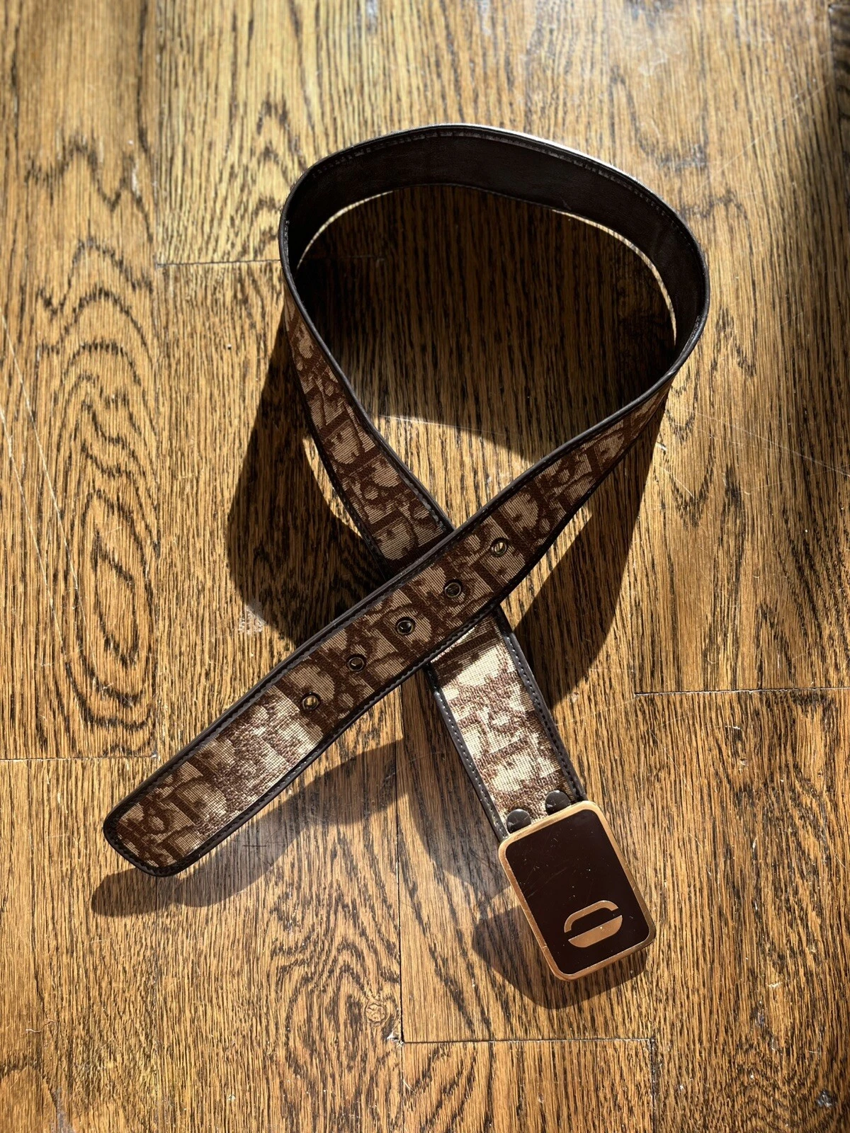Ceinture marron Christian dior vintage monogramme imprimé trotteur logo 70 26 30 dans les années 70