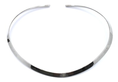 Sajen Sterlingsilber Flachdraht Hart Steif Halsband Halskette 17,25'' Zoll