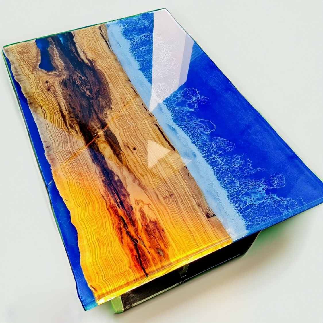 30x48 Inch Blue Wave Epoxy Resin Dining Table Counter Bar Top Kitchen Slab