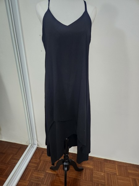 Final Sale - iOCO Black Assymetrical Slip Dress Size 10