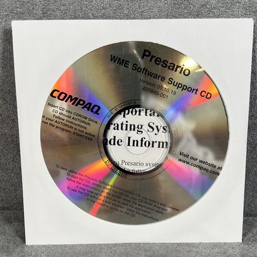 Compaq Presario WME Support CD Windows ME 225845-001