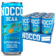 NOCCO BCAA SUGAR FREE ZERO CARBOHYDRATE ENERGY DRINK 12 X 330ML CARIBBEAN