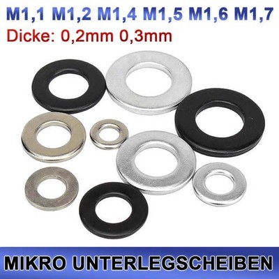 Unterlegscheiben M1,1 M1,2 M1,4 M1,5 M1,6 M1,7 Micro U-Scheiben Beilagscheiben