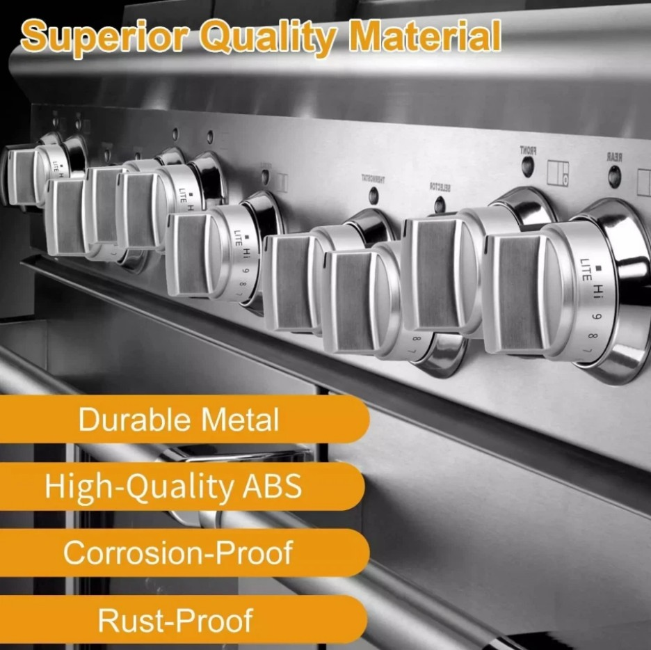 5 P Stainless Steel Look Control Knob Kits For GE Gas Range Stove WB03X24818*&