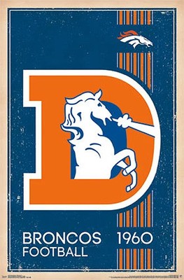Denver Broncos Football RETRO-1970s-80s-STYLE Official Paper Poster