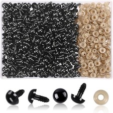 600 Pieces 10MM Safety Eyes with Washers Black Plastic Safety Eyes for Amigur...