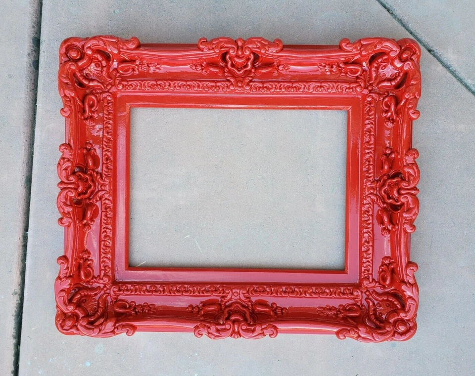 11x14 Red Picture Frame Decorative Baroque Photo Frame Ornate Art Ideas Painting - Image 3 of 4
